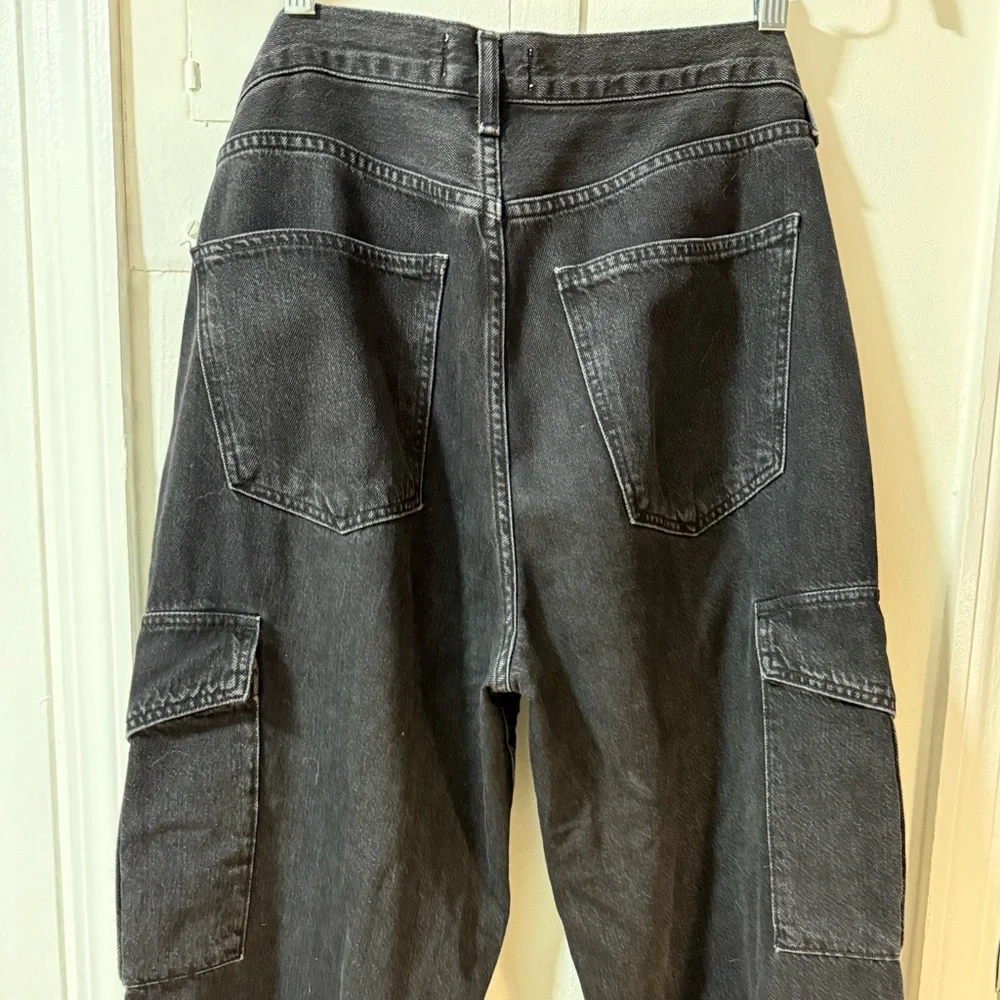 AGOLDE  size 29 washed black high rise wide leg cargo denim - Picture 5 of 6